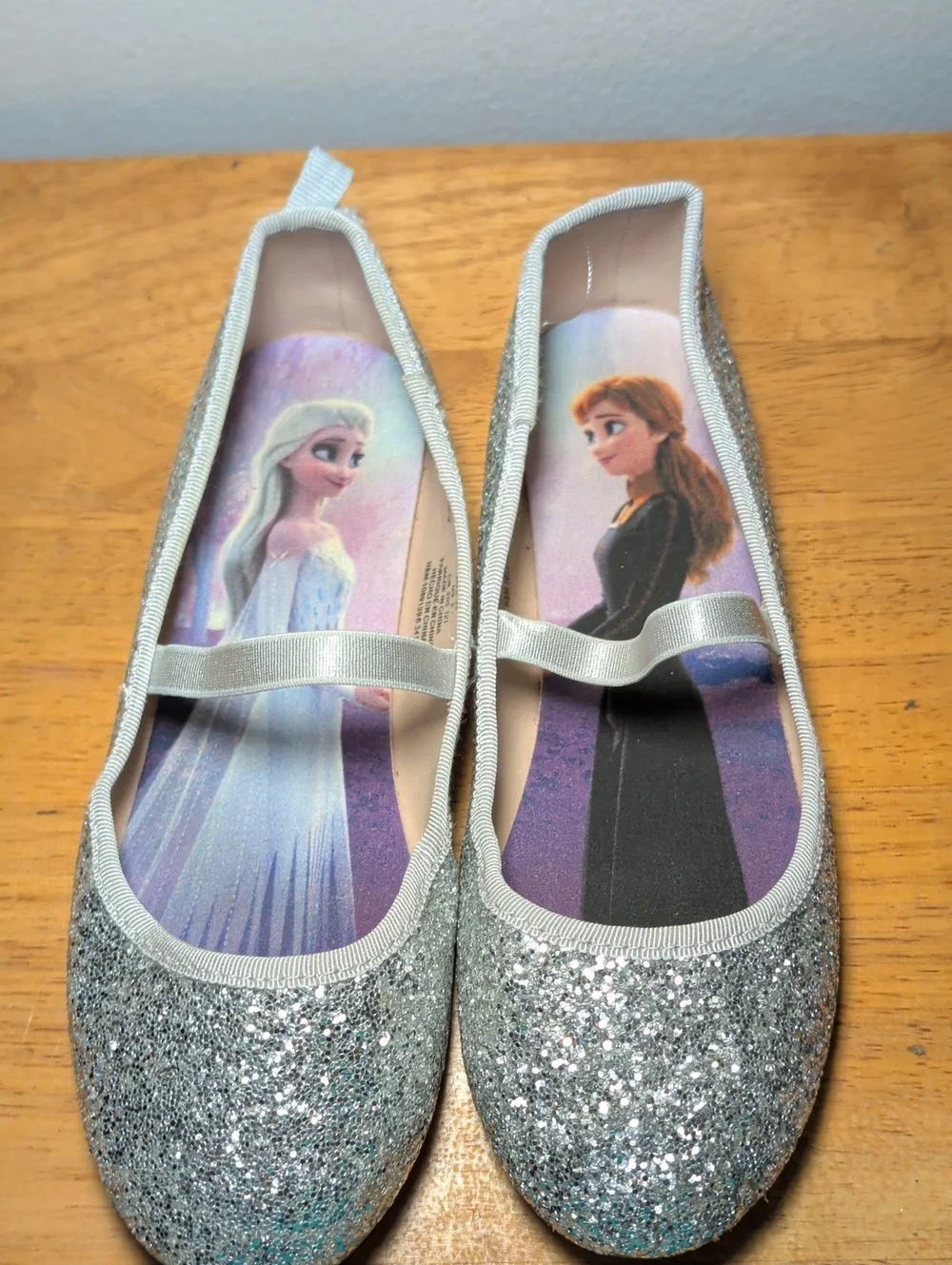 Disney x H&M Silver Glitter Mary Jane Flats Frozen Anna Elsa Girls Size 2